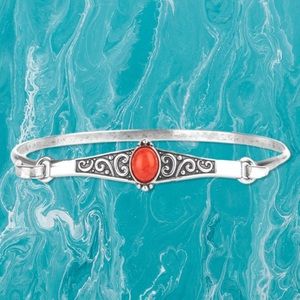 Paparazzi Stone Scrolls Cuff Bangle in Red